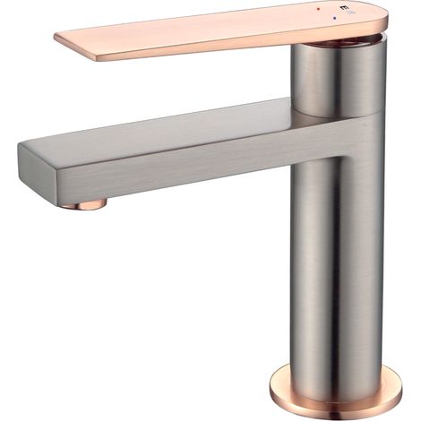 Essebagno Allure miscelatore per lavabo basso in acciaio inox e oro rosa