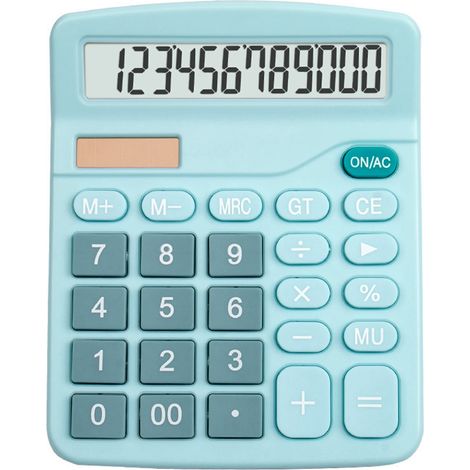 Desktop Calculator Standard 12 Digit Solar and Battery Dual Power Students Calculator for Office School Home Business Blue (1/5)