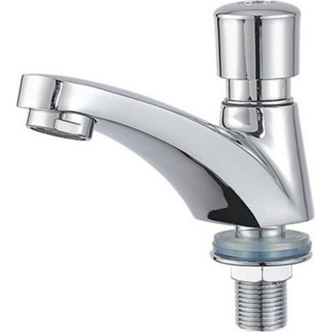 Zeitgesteuerter Waschtischhahn, komplett aus Kupfer, automatische Abschaltung, einfaches Kaltwasser. Wassersparender Druckhahn (üblicherweise aus einer Legierung).