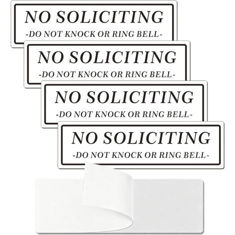 (4 Pack) 8.3 x 2.4 Inches No Solicitation Signs for House CC - C