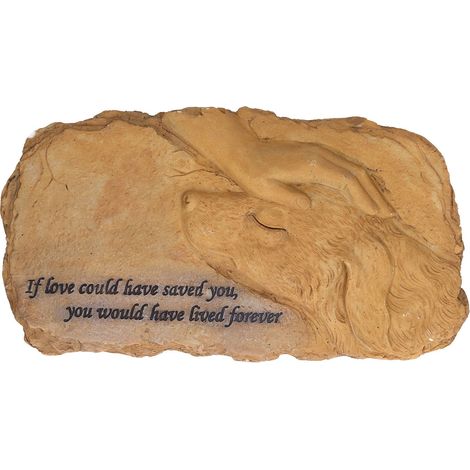 Pierre tombale commémorative pour animaux de compagnie, en résine, couleur sable, pour jardin. Décoration de pelouse. Pierre tombale pour chien ou chat. (1/5)