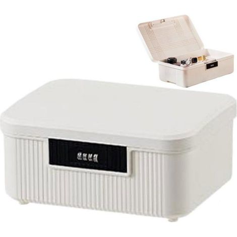 Boîte Rangement Verrouillable 9L, Coffre Sécurité Numérique Étanche Bureau Maison Blanc (1/5)