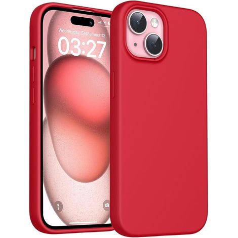 Handyhülle iPhone 15 Silikon stoßfest rutschfest rot (1/5)