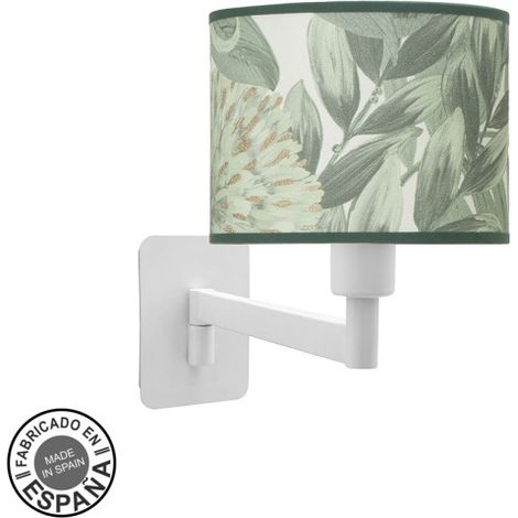 Moda Klappwandleuchte 1xe14 Weiß/Grünes Blatt 26x17x28 cm