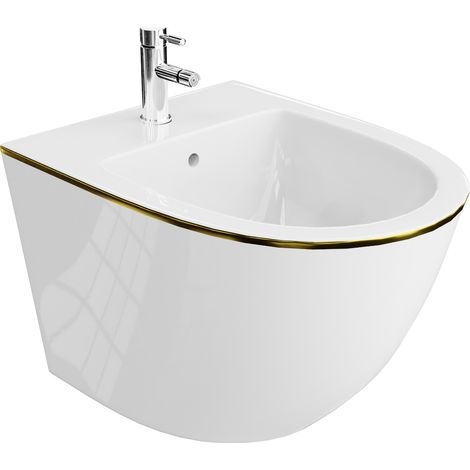 LAVITA Universal Wand-Bidet Sofi Gold Line mit Hahnloch und Überlaufschutz aus Keramik (1/5)