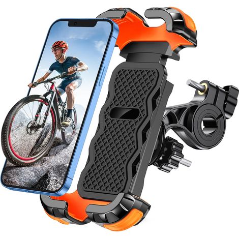 Support Telephone Velo [Verrouillage Sécurisé], Installation Rapide Anti-Chute Support Telephone Moto 360° Rotation, Compatible avec 17 Air/16 Plus, Autres Smartphones de 4.7"-6.8" (1/5)