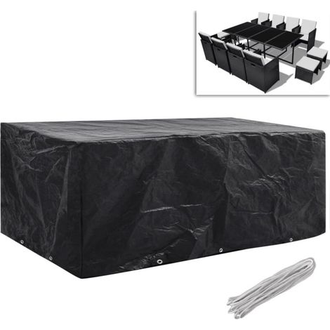 INLIFE 2-teilige Rattan-Gartenmöbelabdeckungen mit 10 Ösen, 229 x 113 cm (1/5)