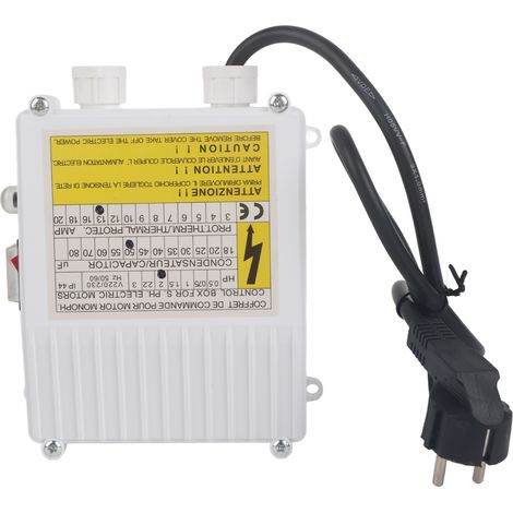 Pumpensteuerkasten mit integriertem Thermoschutzschalter für Tiefbrunnen- und Haushalts-Saugpumpen (1,5 kW / 2 PS, 80 µF, 25 A, EU-Stecker, 220 V) (1/5)