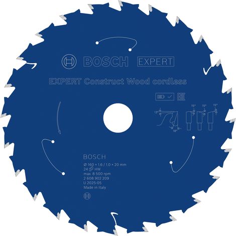 Bosch Construct Wood Circular Saw Blade 160 x 1.6/1 x 20 mm T24 2608902209 (1/5)