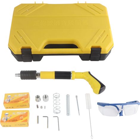 Pistolet à riveter manuel mini en acier, outil de fixation pour clous muraux et plafonds, dispositif d'encoche de fil, jaune, 1 pièce (1/5)