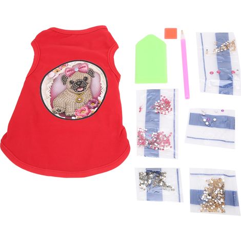 Gilet pour animaux de compagnie, vêtements pour petits chiens et chats, peinture strass, chemise d'été douce et respirante, rouge, taille S (1/5)