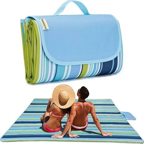 Couverture de pique-nique Tapis de plage Couverture de pique-nique pour intérieur et extérieur, 200 x 145 cm, imperméable, grand tapis pour la plage, les voyages, le camping, la randonnée, le (1/5)