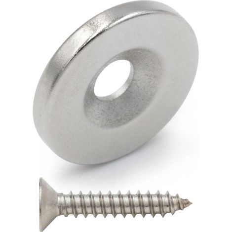 Neodym-Magnet mit einer Bohrung für eine Schraube 14x2 mm, rund, zylindrisch, Hunter