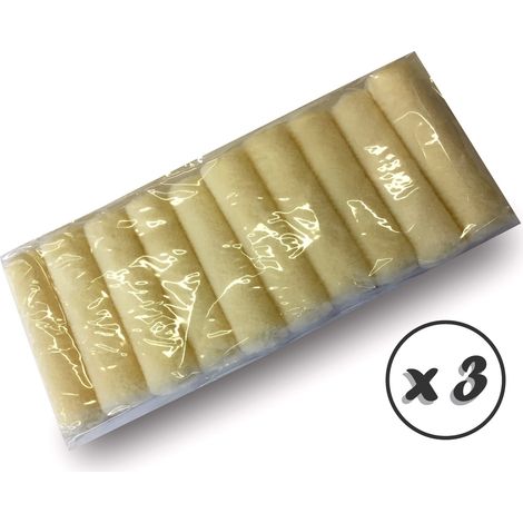 Pack 10 manchons mini rouleaux pattes de lapin laqueur Velours ou Polyamide 100 mm - Quantité x 3 - 10 manchons velours