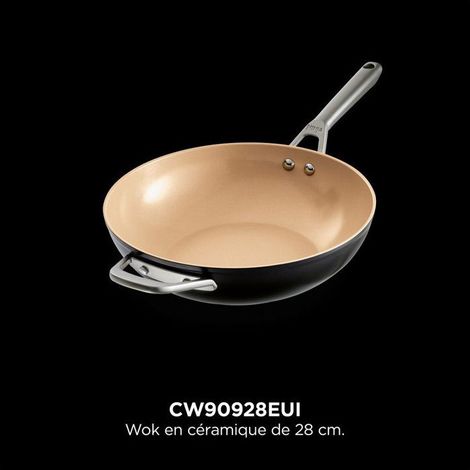 Wok NINJA 28 cm CeramicLock 3,7 L nero e beige compatibile con l’induzione