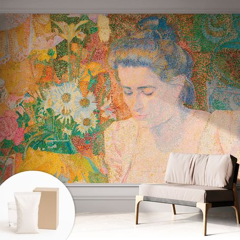 Papier peint intissé mural avec imprimé motifs uniques apparence moderne - Colle incluse gratuite Portrait floral 312x219 cm (1/5)