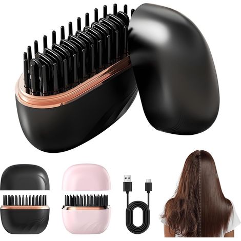 Hitzebeständiges Gehäuse, tragbare Glättbürste, leicht und ideal für Reisen (schwarz), Mini-Haarglätter (1/5)