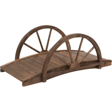 Holzbrücke für den Garten mit Handläufen, 100 x 50 cm