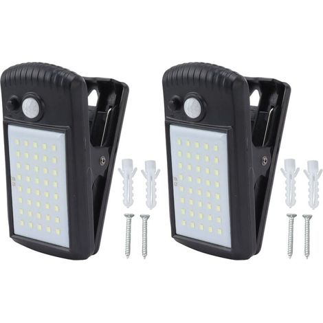 Luces solares con clip IP65, resistentes al agua, 2 modos de detección infrarroja, con sensor de movimiento para exteriores, para cercas, terrazas y patios. (1/4)