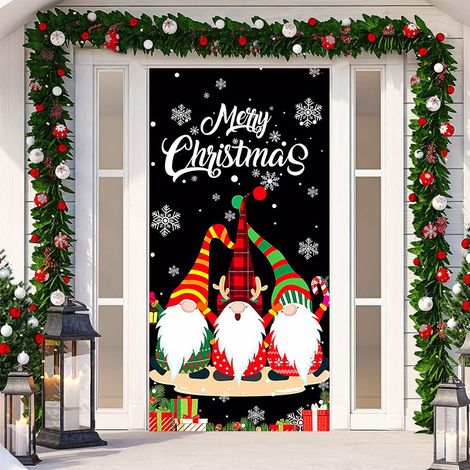 Nouvelle décoration adhésive de porte pour Noël, toile de fond festive, tapisserie murale pour porte de chambre, largeur de porte - SDMT-031 - 110 x 180 cm