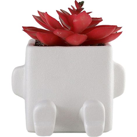 Pot de Plantes Céramique Décoratif Intérieur Extérieur Cute Planter de Succulent Cartoon Design Multi-Fonctionnel pour Bureau Maison Décoration (1/5)