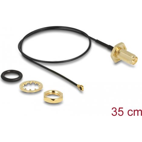 Delock Antena Cable RP-SMA mampara hembra a MHFÂ® I macho 1.13 35 cm longitud de hilo 10 mm a prueba de salpicaduras