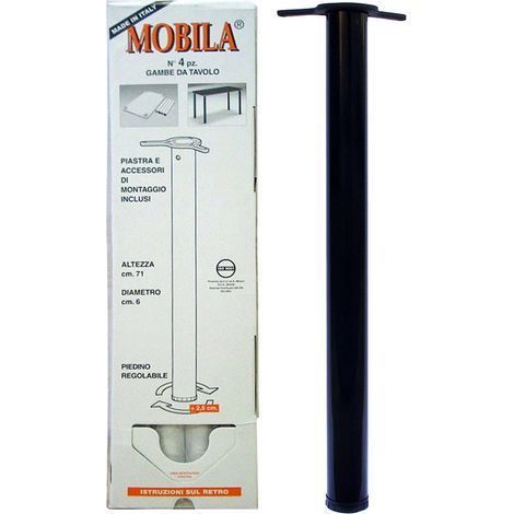Kit gambe tavolo 4 pz. Ø 60 - H.710 mm. nero