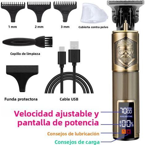 (Modèle B1) Tondeuse à cheveux rechargeable pour barbiers, en métal, avec une autonomie allant jusqu'à 50 minutes. (1/5)