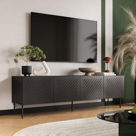 Mueble TV Ronca, Modular, Cajones, un Estante, 200.5x42x60h cm Negro (1/4)