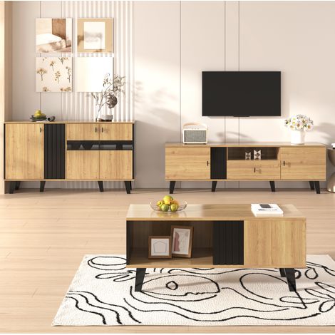 meuble tv 170 cm, buffet et table basse, set 3 pièces HAVRYA (1/5)