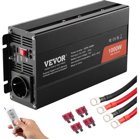 Onduleur Pur Sinus 1000W 12V vers 230V Convertisseur de Tension avec Télécommande Prise CA Port USB Type-C (1/5)
