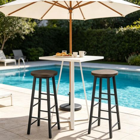 Tabourets de bar design bistro, lot de 2 chaises hautes avec repose-pieds – pour cuisine, îlot central ou petit-déjeuner (1/4)