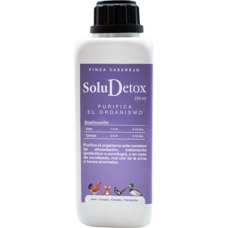 SoluDetox – Complemento nutricional para aves de corral y conejos – Apoyo hepático y nutricional – Formato 250 ml (Ref. FCSCDTOX )