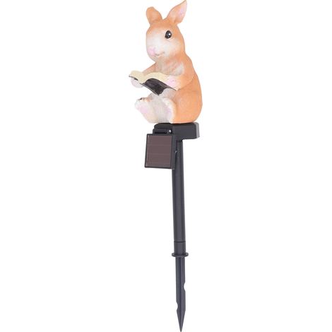 Lampe solaire extérieure étanche à détecteur de mouvement pour décoration de jardin, idéale pour une statue de lapin. (1/5)