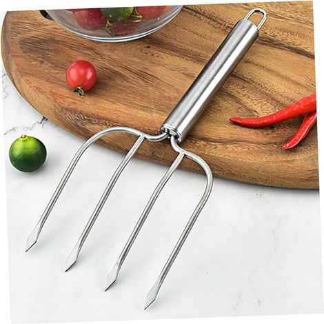 Fourchette à Griller Multifonction en Acier Inoxydable 25 Cm, Outil pour Barbecue D'extérieur, Fourchette à Viande Grillée, Camping et Pique-niques (1/5)
