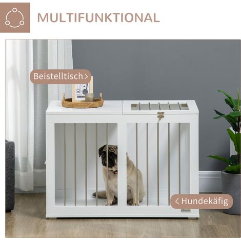 Cage pour chien verrouillable 2 portes en treillis métallique 80x50x56,5 cm blanc argent