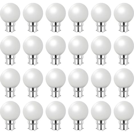 Lot de 24 ampoules LED B22 2W - 200 Lumens - Blanc Chaud incassables (équivalent 15W) pour Guirlande Extérieure - Ergots renforcés (1/5)