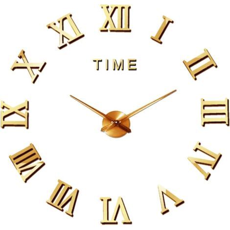 Horloge murale 3D à faire soi-même, moderne et silencieuse, grande horloge murale, autocollant miroir XXL