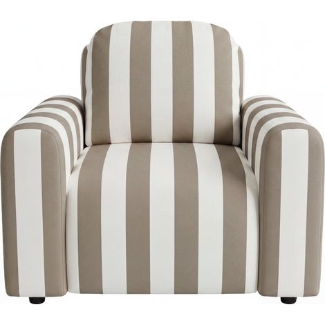 ELVIS - Fauteuil tissu rayé Beige (1/5)
