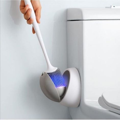 Scopa per WC antibatterica in silicone – Testina lavabile in TPR – Supporto ad asciugatura rapida – Pulizia profonda (1/4)