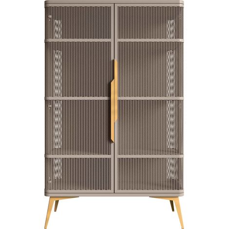 Estantería Camfelo 103, Cachemira, Con puertas, Cerrable, Aglomerado laminado, Metal, Número de puertas: 0, Número de cajones: 0, 145x90x40cm