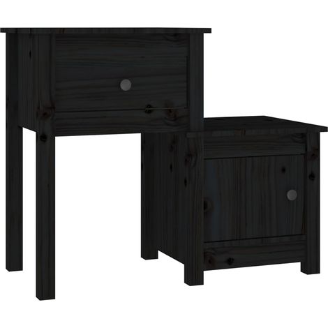 Comodino con cassetto e vano con anta 79,5 x 38 x 65,5 cm legno di pino nero DEC034523