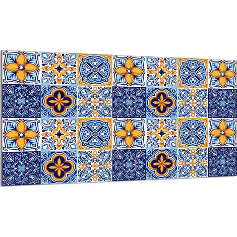Plaque de protection en verre pour poêle 90x52 Mosaïque (1/5)
