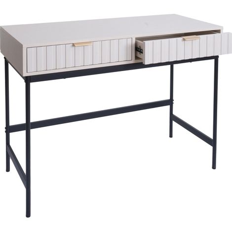 Tavolino console HHG-232, tavolino telefono sideboard, cassetto industriale melamina 85x100x40 cm, effetto legno bianco
