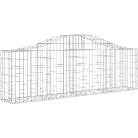 Cestas de gaviones Muro de contención arqueado Valla de jaula 3 piezas 200 x 30 x 60/80 cm Hierro galvanizado Plata 020040740