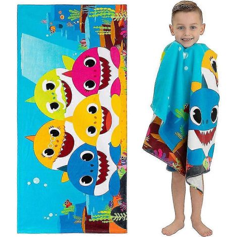 Kinderbadetuch (Jungen und Mädchen) mit Cartoon-Motiv, 61 x 122 cm, WHBYV