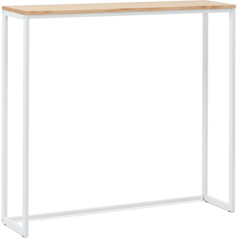 Consola Recibidor iCub Eco-Line 118x30x80cm Blanca en madera maciza de pino acabado natural estilo nórdico Industrial Box Furniture (1/5)