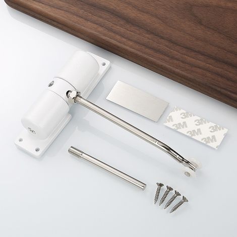 Ferme-porte rond - Ferme-porte automatique, réglable et silencieux à rouleau en aluminium pour portes intérieures en bois (1/5)