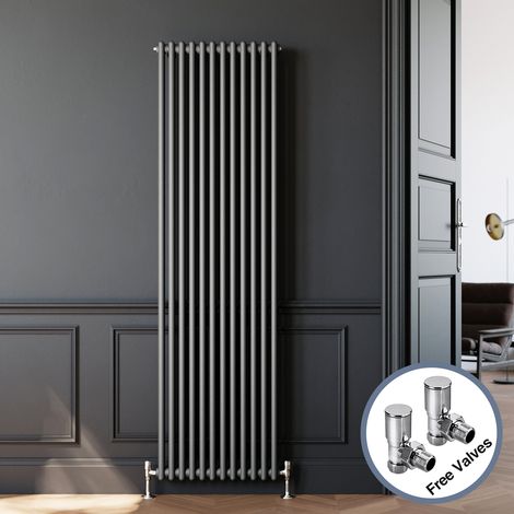 ELEGANT Vertical Column Radiator Traditional Radiator with Valves Double Column Radiator 1800mm Anthracite Radiator Rads 1800 x 560 mm (1/5)