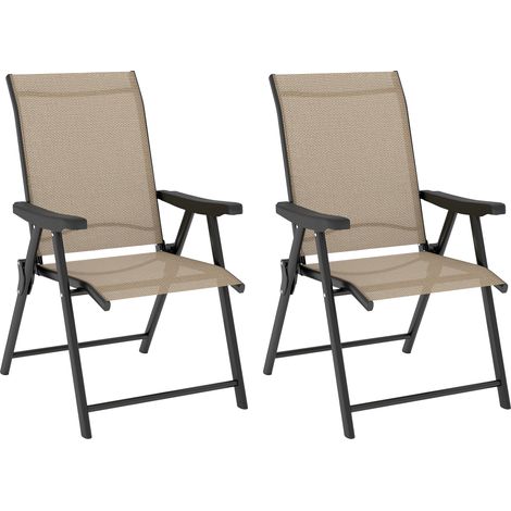 Set of Two Folding Outdoor Chairs - Brown/Black (1/5)